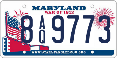 MD license plate 8AQ9773