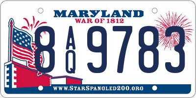MD license plate 8AQ9783
