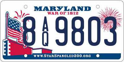 MD license plate 8AQ9803