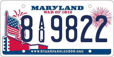 MD license plate 8AQ9822