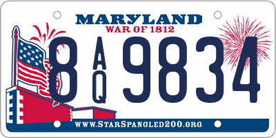 MD license plate 8AQ9834