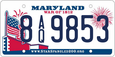 MD license plate 8AQ9853
