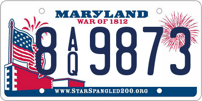 MD license plate 8AQ9873