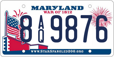 MD license plate 8AQ9876