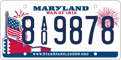 MD license plate 8AQ9878