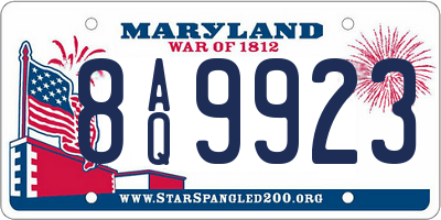 MD license plate 8AQ9923
