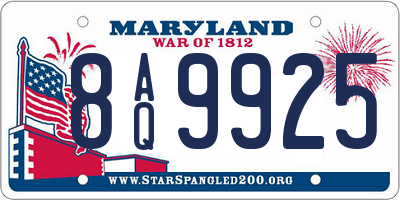 MD license plate 8AQ9925