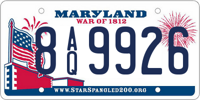 MD license plate 8AQ9926