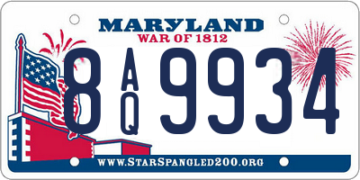 MD license plate 8AQ9934