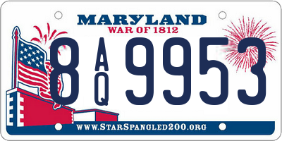 MD license plate 8AQ9953