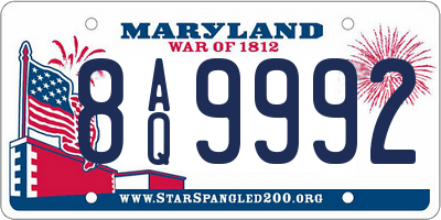 MD license plate 8AQ9992