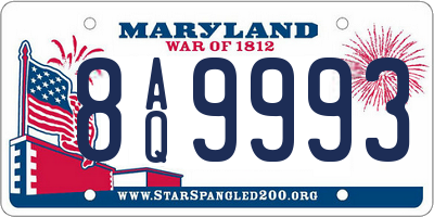 MD license plate 8AQ9993