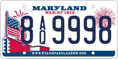 MD license plate 8AQ9998