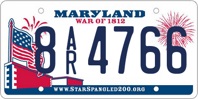 MD license plate 8AR4766