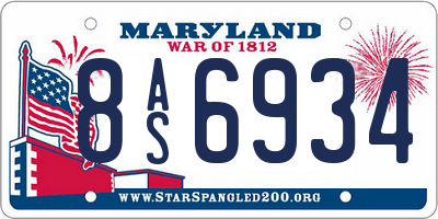 MD license plate 8AS6934