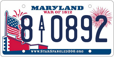 MD license plate 8AT0892