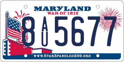 MD license plate 8AU5677
