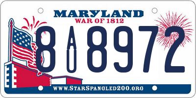 MD license plate 8AU8972