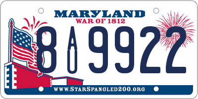 MD license plate 8AU9922