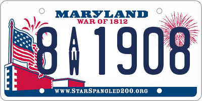 MD license plate 8AW1908