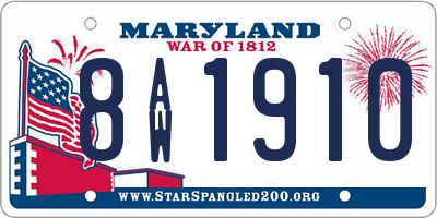 MD license plate 8AW1910