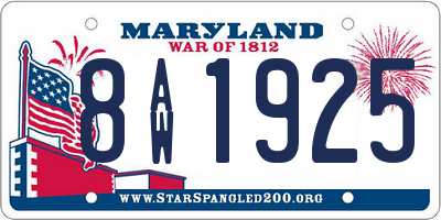 MD license plate 8AW1925