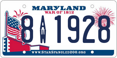 MD license plate 8AW1928