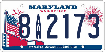 MD license plate 8AW2173