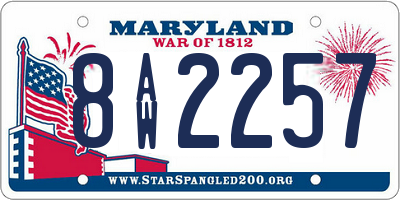 MD license plate 8AW2257