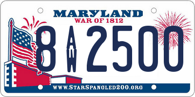 MD license plate 8AW2500