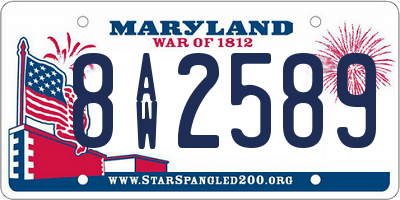 MD license plate 8AW2589