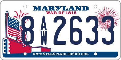 MD license plate 8AW2633