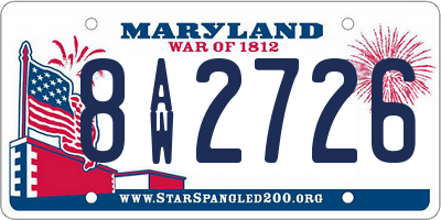 MD license plate 8AW2726