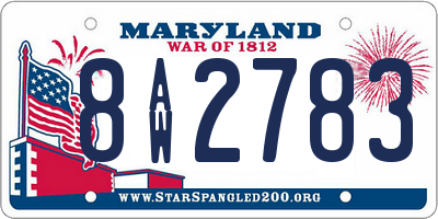 MD license plate 8AW2783