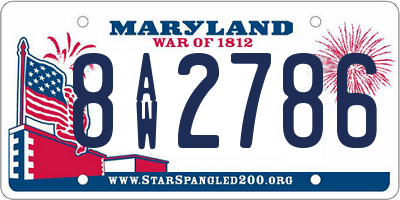 MD license plate 8AW2786