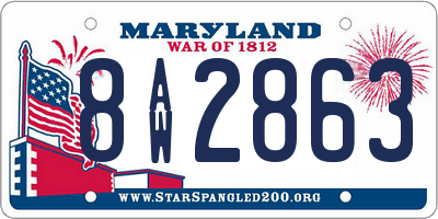 MD license plate 8AW2863