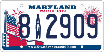 MD license plate 8AW2909