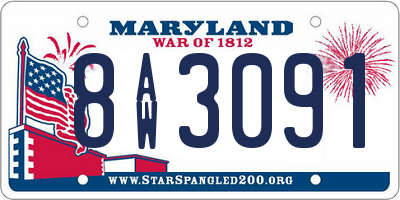MD license plate 8AW3091