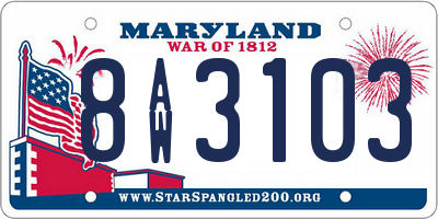 MD license plate 8AW3103