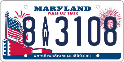 MD license plate 8AW3108