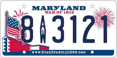 MD license plate 8AW3121