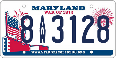 MD license plate 8AW3128