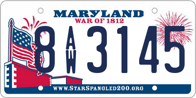 MD license plate 8AW3145