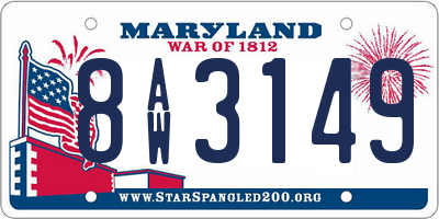 MD license plate 8AW3149