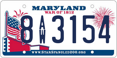 MD license plate 8AW3154