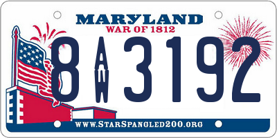 MD license plate 8AW3192