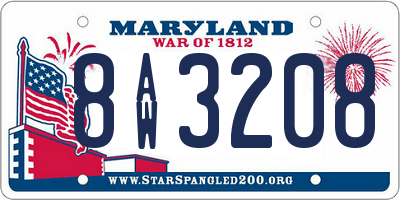 MD license plate 8AW3208