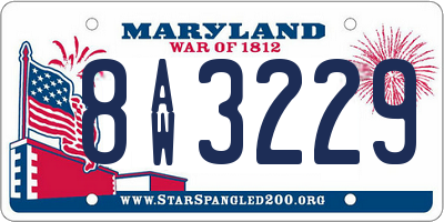 MD license plate 8AW3229
