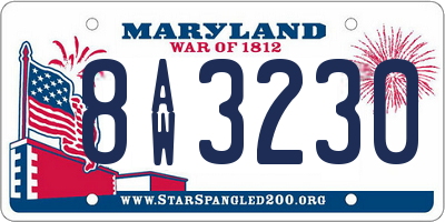 MD license plate 8AW3230