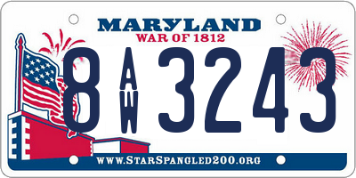 MD license plate 8AW3243